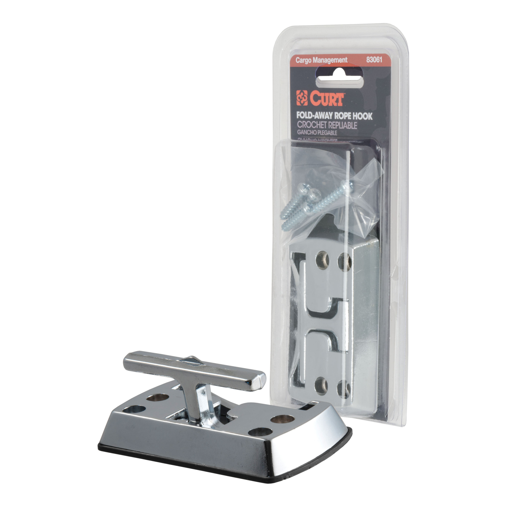 Curt Manufacturing Fold-Away Rope Hook Tie Down Anchor — 1,200 Lbs. Capacity, Chrome-Plated, Model# 83061
